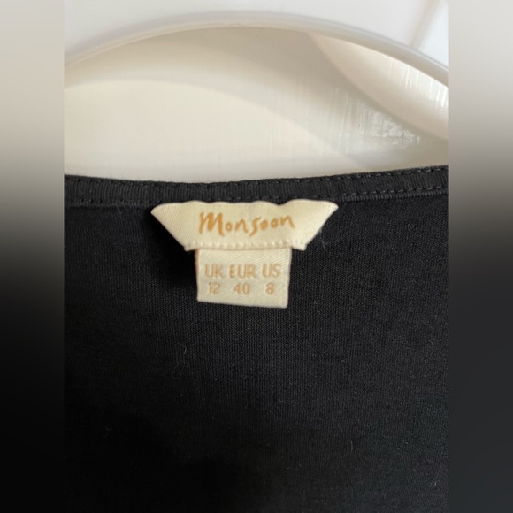 Monsoon Tshirt Top Black Stretchy Cotton Size 12 - Picture 2 of 5